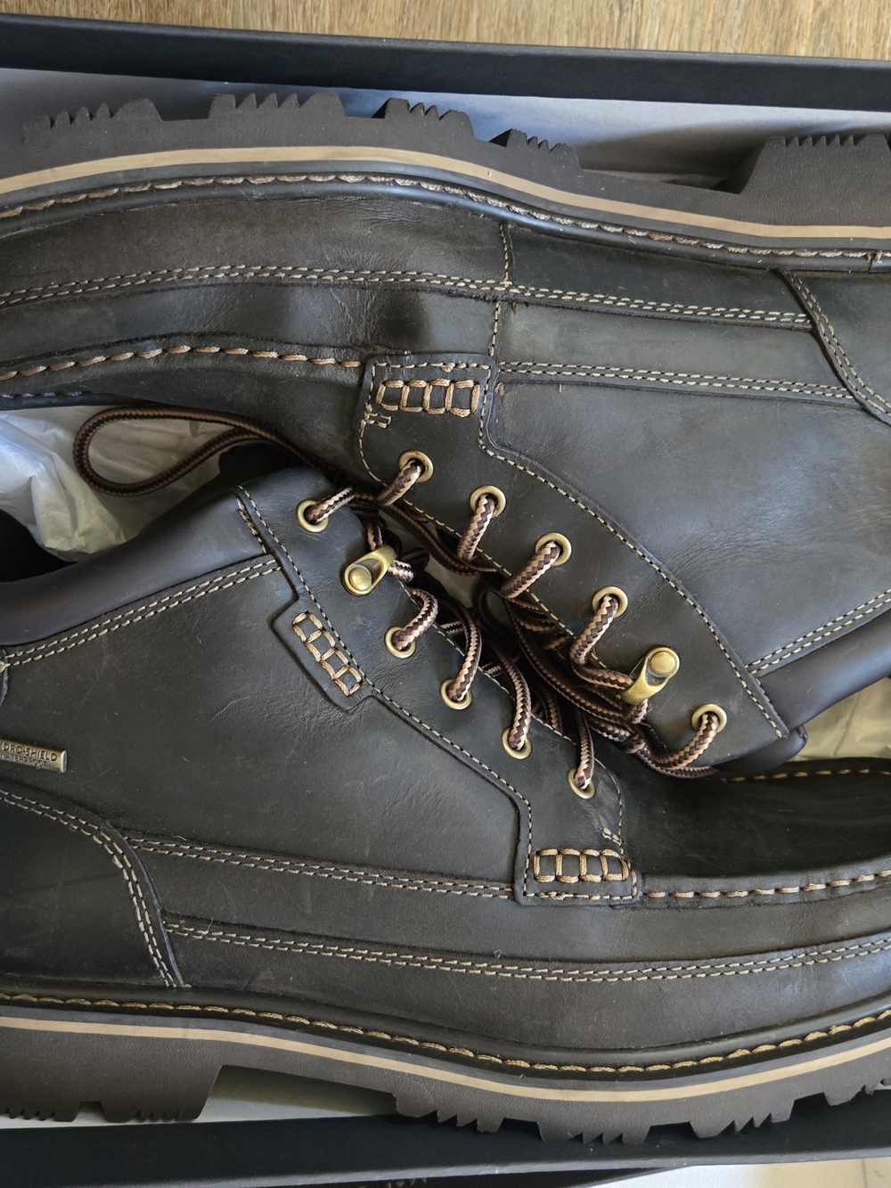 Rockport Men's Dark Brown Leather Lace-Up Rugged Boots- Size 11